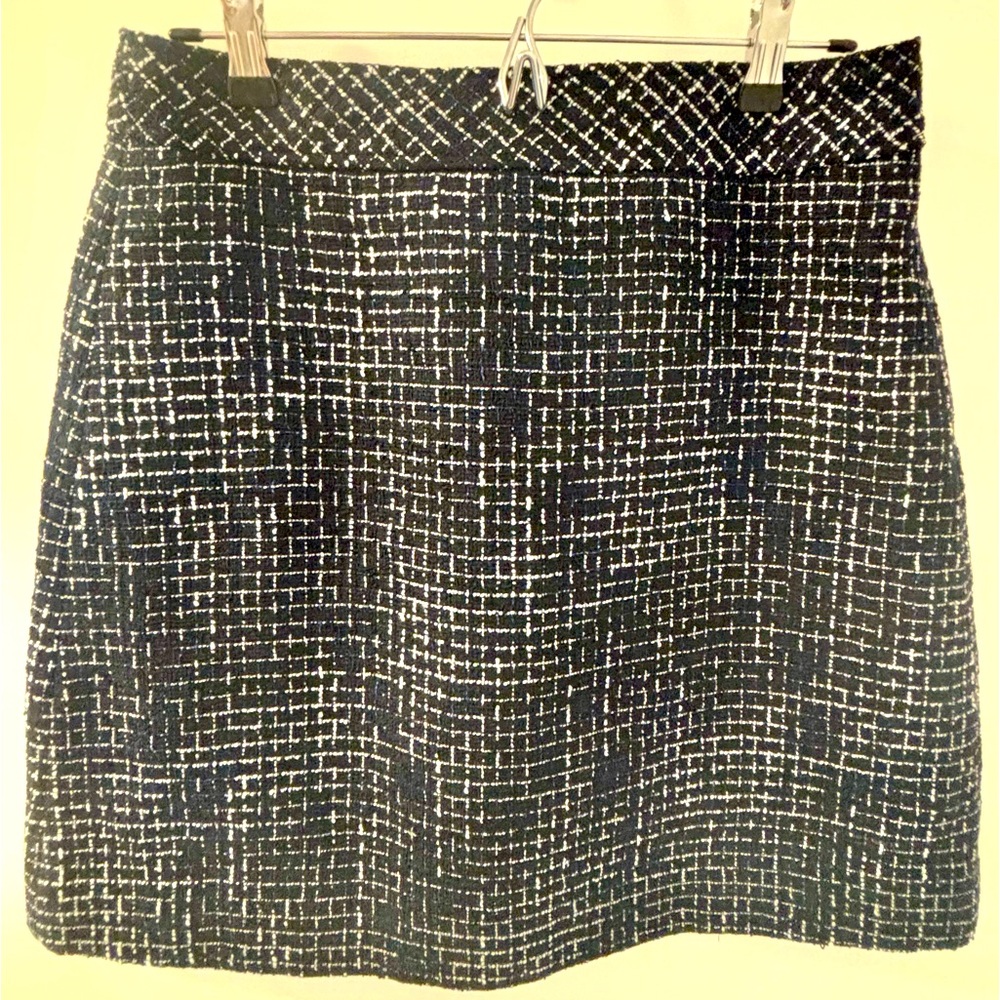 J. Crew navy and white tweed miniskirt